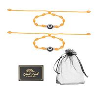 QUARKZMAN 2 Pcs Evil Eye Bracelet, Handmade Knots Braided Rope String Adjustable Evil Eye Waterproof Good Luck Bracelet Set With Card & Mesh Bag For Luck Protection Women Men Gifts.