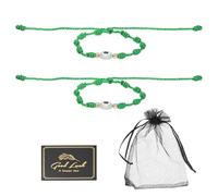 QUARKZMAN 2 Pcs Evil Eye Bracelet, Handmade Knots Braided Rope String Adjustable Evil Eye Waterproof Good Luck Bracelet Set With Card & Mesh Bag Pour Luck Protection Women M.