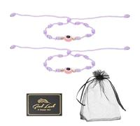 QUARKZMAN 2 Pcs Evil Eye Bracelet, Handmade Knots Braided Rope String Adjustable Evil Eye Waterproof Good Luck Bracelet Set With Card & Mesh Bag For Luck Protection Women Men Gifts.