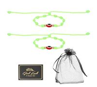 QUARKZMAN 2 Pcs Evil Eye Bracelet Handmade Knots Braided Rope String Adjustable Waterproof Good Luck Bracelet Set With Card & Mesh Bag For Luck Protection Women Men Gifts.