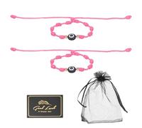 QUARKZMAN 2 Pcs Evil Eye Bracelet, Handmade Knots Braided Rope String Adjustable Waterproof Good Luck Bracelet Set With Card & Mesh Bag Pour Luck Protection Women Men Gifts, Rose Pink