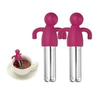 QUARKZMAN 2 Pcs Infuseur À Thé Mignon, Infuseur À Thé En Acier Inoxydable Avec Poignée En Silicone Réutilisable Filtre À Maille Large Pour Tasses Théières Mugs, Rose Rouge