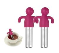 QUARKZMAN 2 Pcs Infuseur À Thé Mignon, Infuseur À Thé En Acier Inoxydable Avec Poignée En Silicone Réutilisable, Filtre À Mailles Fines Pour Tasses, Théières Et Mugs, Rouge Rose