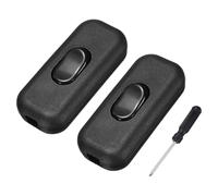 QUARKZMAN 2 Pcs Interrupteur En Ligne, 250V 6A Interrupteur Marche Arrêt Avec Borne De Mise À La Terre Et Tournevis Remplacement Réparation Bouton De Contrôle ON OFF Pour Lampe, Noir