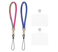 QUARKZMAN 2 Pcs Lanière de Téléphone Universelle, Dragonne de Poignet Pailletée avec Patchs de Téléphone, Lanière Bling pour DIY, Porte-Clés, Multicolore Bleu Profond