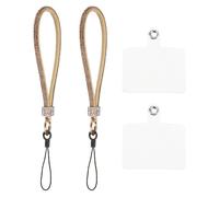 QUARKZMAN 2 Pcs Lanière de Téléphone Universelle, Dragonne Détachable avec Paillettes et Patchs de Téléphone, Lanière Bling pour DIY, Porte-Clés, Porte-Monnaie, Portefeuille, Or