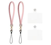 QUARKZMAN 2 Pcs Lanière de Téléphone Universelle, Dragonne Détachable avec Paillettes et Patchs de Téléphone, Lanière Bling pour DIY, Porte-Clés, Porte-Monnaie, Portefeuille, Rose