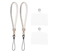 QUARKZMAN 2 Pcs Lanière de Téléphone Universelle, Dragonne Détachable avec Paillettes et Patchs de Téléphone, Lanière Bling pour DIY, Porte-Clés, Porte-Monnaie, Portefeuille, Blanc