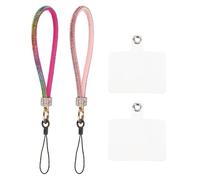 QUARKZMAN 2 Pcs Lanière de Téléphone Universelle, Dragonne Détachable Pailletée avec Patchs de Téléphone, Lanière Bling pour DIY, Porte-Clés, Rose Multicolore