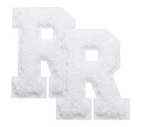 QUARKZMAN 2 Pcs Letter-R Patchs À Repasser, Patchs Lettres Chenille Mignons Applique Broderie Alphabet Avec Adhésif ThermoCollant Pour Vêtements Réparation Sac Chapeau DIY, Blanc