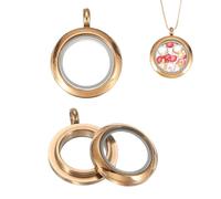 QUARKZMAN 2 Pcs Médaillon Mémoire Vivant Charme, 12.7mm Ronde Médaillon Flottant Pendentifs Acier Inoxydable Verre Transparent Photo Charme Pour Femmes Collier DIY Artisanat Décoration,