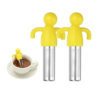 QUARKZMAN 2 Pcs Mignon Infuseur À Thé, Infuseur À Thé En Acier Inoxydable Avec Poignée En Silicone Réutilisable Maille Fine Passoire Diffuseur Pour Tasses À Thé Théières Mugs, Jaune
