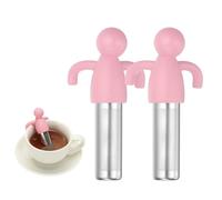 QUARKZMAN 2 Pcs Mignon Infuseur À Thé, Infuseur À Thé En Acier Inoxydable Avec Poignée En Silicone Réutilisable Filtre À Mailles Fines Pour Tasses Théières Mugs, Rose
