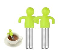 QUARKZMAN 2 Pcs Mignon Infuseur À Thé, Infuseur À Thé En Acier Inoxydable Avec Poignée En Silicone Réutilisable Tamis À Mailles Fines Diffuseur Pour Tasses À Thé Théières Mugs, Vert Clair