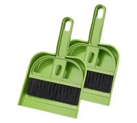 QUARKZMAN 2 Pcs Mini Balayette Et Brosse Set, Petit Balai Et Balayette Set Pour Home Office Tablettes Canapés Claviers Nettoyage, Vert Vif