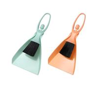 QUARKZMAN 2 Pcs Mini Balayette Et Brosse Set, Petite Balai Et Balayette Set Pour Office Tablettes Sofas Keyboards Outil De Nettoyage Maison, Bleu Clair/Orange Jaune