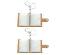 QUARKZMAN 2 Pcs Mini Porte-Clés Photo Porte-Clés individualisé Album Photo En Cuir individualisé Avec 20 Photos DIY Petit Livre Photo Porte-Clés Pour Famille, Café