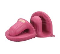 QUARKZMAN 2 Pcs Moufles De Four en Silicone, Mini Gants De Four Résistants À La Chaleur Protège-Doigts en Silicone Mini Pinces De Cuisson pour Air Fryer Cuisine & Pâtisserie, Rose Red
