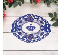QUARKZMAN 2 Pcs Napperons en Dentelle 9x12-pouces pour Table Bleu Saphir | Napperons De Table Vintage Ovale Brodés, Napperon En Crochet, Vase, Pour Décoration Maison
