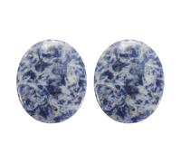 QUARKZMAN 2 Pcs Pierre De Lissage Pour Le Pouce Anti-Stress, Pierre À salissure Bleue Cristaux Apaisants Pierres De Poche Naturelles Polies Pour Yoga Méditation Relaxation