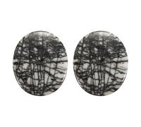 QUARKZMAN 2 Pcs Pierre De Stress Pour L'Anxiété, Cristaux De adoucissement En Pierre Noire Réticulée, Pierres De Poche Polies Naturelles Pour Yoga Méditation Relaxation