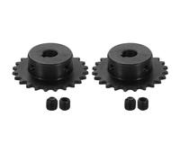 QUARKZMAN 2 Pcs Pignon À Rouleau Chaîne #25 Alésage 10mm Pignon À Rouleau | ANSI #25, Acier Carbone C45, Pas 1/4" 24 Dents, Rainure De Clavette 4 x 1.8mm Avec Vis De Fixation Pour Chaîne ISO 04C