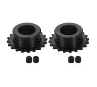 QUARKZMAN 2 Pcs Pignon De Chaîne #25 14mm Alésage, 20 Dents Acier Carbone C45 Pignon De Chaîne ANSI #25 Trou Rond Avec Vis De Fixation Pour Chaîne ISO 04C