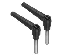 QUARKZMAN 2 Pcs Poignées à Levier de Serrage, Tige Filetée Mâle En Acier Inoxydable 304 M8 X 35 mm, Poignées Réglables à Verrouillage Rapide, Boutons de Boulon à Poussoir à Cliquet, Noir