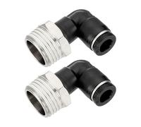 QUARKZMAN 2 Pcs Raccord Rapide À Pousser Coude Mâle 5/16 Pouce Tube OD x 1/2 Pouce Filetage NPT 90 Degrés Raccord Pneumatique Pour Eau Huile Gaz Air Tuyau, Noir