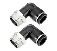 QUARKZMAN 2 Pcs Raccords Rapides À Pousser Coude Mâle 1/2 Inch Tube OD x 1/2 Inch NPT Filetage 90 Degrés Raccord Pneumatique Pour Water Oil Gas Air Hose Pipe, Noir