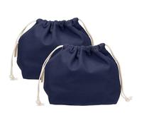 QUARKZMAN 2 Pcs Sac À Maquillage À Cordon, 7.3" Sac Cosmétique en Toile Organisateur De Toilette Poche pour Accessoires De Voyage, Bleu Marine
