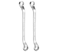 QUARKZMAN 2 Pieces ouille Extra Longue À Déport 17 X 19 Mm Métrique ouille À Crémaillère, CR-V Polie, 12 Points, 45 Degrés Déport Double Extrémité, Outils Clé Longue