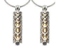 QUARKZMAN 2 Pièces Collier Urne Cendres Cylindre Creux Argent/Or | Porte-cendres commémoratif de crémation en Acier Inoxydable, pour Femmes, Hommes et Animaux de compagnie