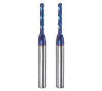 QUARKZMAN 2 Pièces de Fraise à Bout Sphérique pour Fraiseuse CNC, Rayon Coupe de 1/16", Tige de 1/4", Spirale de Coupe Vers le Haut à 2 Flûtes, 1/8" de Diamètre, Longueur Totale 2-1/2"