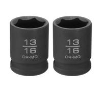 QUARKZMAN 2 Pièces Douille À Chocs 6 Points Superficielle 13/16" | Acier Alliage 40CR Pour Réparation Écrous Hexagonaux Boulons Axe, Douille 1/2" Entraînement Carré, 38mm (1.5"), Longue