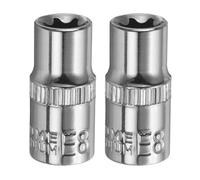 QUARKZMAN 2 pièces douille E-Torx 1/4" E8, douille profonde 6 pans en Cr-V pour réparations auto, bricolage et entretien domestique (longueur : 1")