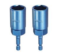 QUARKZMAN 2 Pieces Douille Hexagonale 19mm Entraînement Hex CR-V Acier Douille Pour Vis Outil Avec Tige Hex 1/4" À Changement Rapide Pour Perceuses Et Visseuses À Choc, Bleu