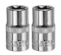 QUARKZMAN 2 pièces douilles E-Torx 1/2" entraînement E16 longueur 1.5" | profondes Torx externes 6 pans Cr-V femelles, entretien domestique DIY