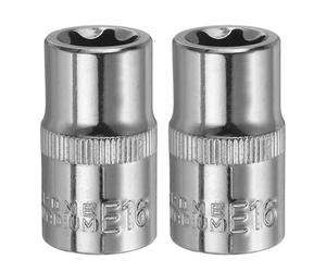 QUARKZMAN 2 pièces douilles E-Torx 1/2" entraînement E16 longueur 1.5" | profondes Torx externes 6 pans Cr-V femelles, entretien domestique DIY