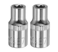 QUARKZMAN 2 pièces douilles E-Torx 1/4" E7 externes, profondes en Cr-V 6 cannelures, femelles E Torx pour réparations auto, maintenance domestique, bricolage, longueur 1"
