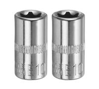 QUARKZMAN 2 pièces douilles E-Torx 1/4" entraînement E10 longueur 1" | profondes Torx externes Cr-V 6 cannelures femelles, entretien domestique bricolage