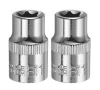 QUARKZMAN 2 pièces douilles E-Torx 3/8" E11 externes longueur 1,2" | profondes en Cr-V 6 pans, pour réparations auto bricolage et artisanat