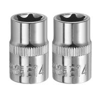 QUARKZMAN 2 pièces douilles E-Torx 3/8" E14 externes, profondes en Cr-V 6 cannelures, femelles Torx pour réparations auto, bricolage, longueur 1,2"