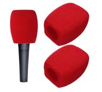 QUARKZMAN 2 Pièces Housses en mousse pour micro Carrée Rouge | Manchon filtre réutilisable pour microphones à main, pour entretiens, enregistrement, performances scéniques