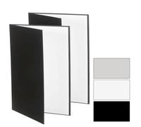 QUARKZMAN 2 Pièces Réflecteur de Lumière 3 en 1 29x21cm 3 Couleurs | Carton, Noir, Blanc, Argent, Pliable et Stable, Autoportant, Pour Prise de Vue Nature Morte et Alimentaire