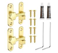 QUARKZMAN 2 Pièces Serrures de Porte de Grange 90/180 Degrés Doré | Loquet de Sécurité Coulissant, à Bascule, Alliage de Zinc, pour Jardin Salle de Bain Garage, Vis et Adhésif Sans Clou