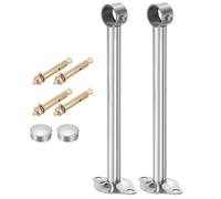 QUARKZMAN 2 Pièces Support de Tringle à Rideau au Plafond, Convient pour Tuyau de 25mm Longueur 250mm Crochets de Tringle à Rideau en Acier Inoxydable pour Murs Penderie, Argent