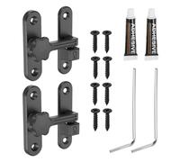 QUARKZMAN 2 Pièces Verrou pour porte de grange 90/180 degrés Gris | Alliage de zinc, à bascule, loquet de sécurité coulissant, avec vis et adhésif sans clou, pour jardin, salle de bain, garage