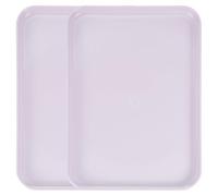 QUARKZMAN 2 Plateau De Service en Plastique, 12.2 x 8.7 Pouce Plateau Rectangulaire pour Nourriture Cafeteria pour Cuisine Restaurant Café Fruit Burger Déjeuner Dessert, Violet Clair