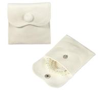 QUARKZMAN 2 pochettes à bijoux en velours avec bouton-pression 7x7cm petits sacs de rangement cadeaux organisateur à bijoux doux emballage portable adapté aux collierss, blanc